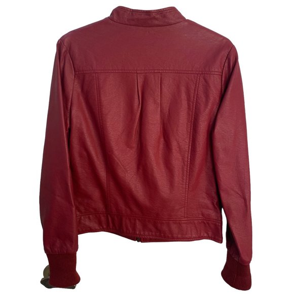 Jou Jou Faux Leather Burgundy Lined Zipper Front Closure - Picture 2 of 13